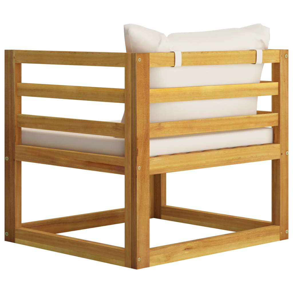 vidaXL Patio Chair with Cream Cushions Solid Acacia Wood-3