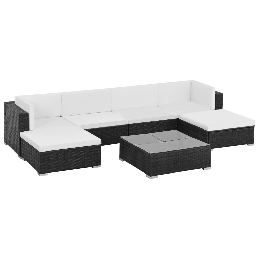 vidaXL Patio Furniture Set 7 Piece Outdoor Sofa with Coffee Table Poly Rattan-1
