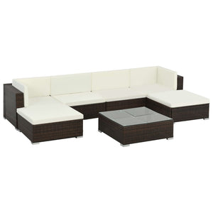 vidaXL Patio Furniture Set 7 Piece Outdoor Sofa with Coffee Table Poly Rattan-6