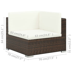 vidaXL Patio Furniture Set 7 Piece Outdoor Sofa with Coffee Table Poly Rattan-5