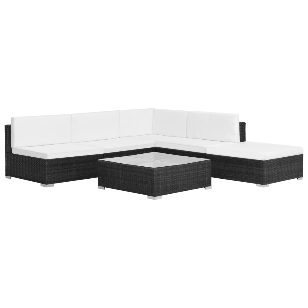 vidaXL Patio Furniture Set 6 Piece Outdoor Sofa with Coffee Table Poly Rattan-0