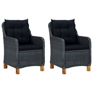 vidaXL Patio Chairs with Cushions 2 pcs Poly Rattan Dark Gray-0