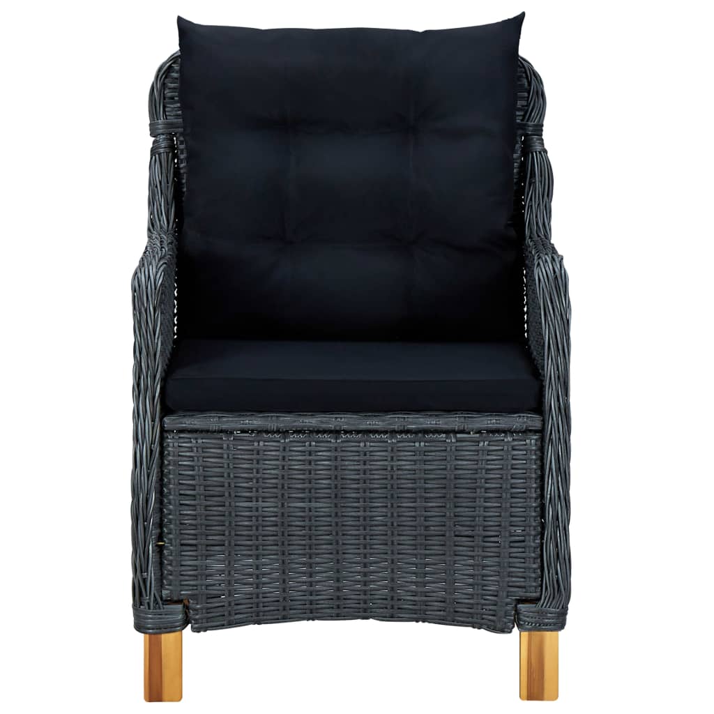 vidaXL Patio Chairs with Cushions 2 pcs Poly Rattan Dark Gray-2
