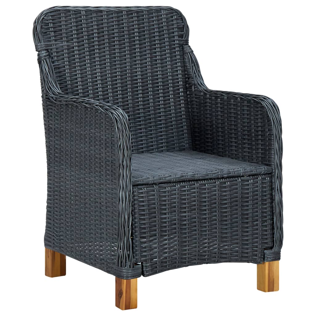 vidaXL Patio Chairs with Cushions 2 pcs Poly Rattan Dark Gray-3
