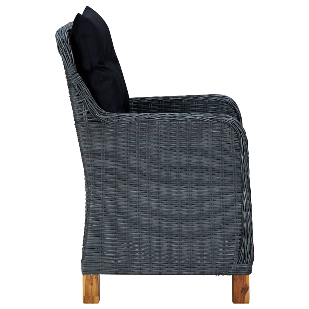 vidaXL Patio Chairs with Cushions 2 pcs Poly Rattan Dark Gray-4