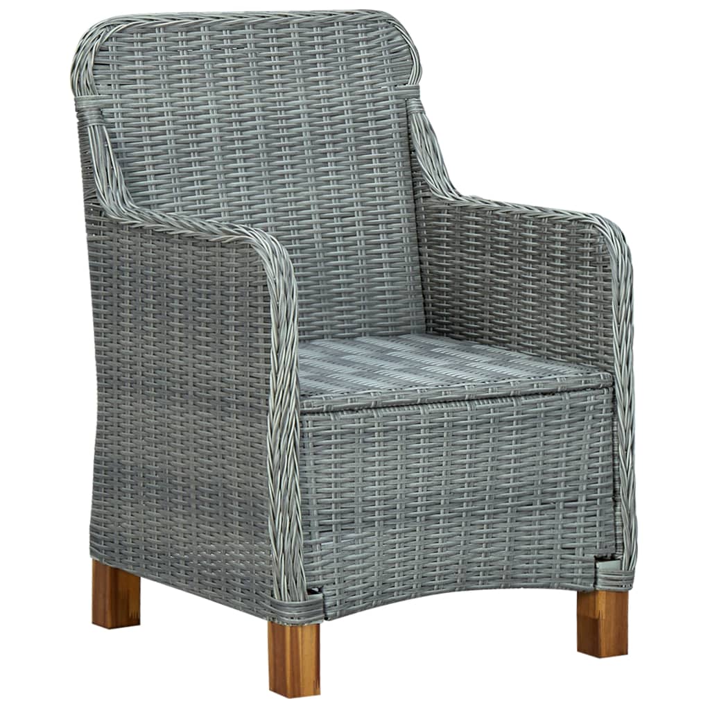 vidaXL Patio Chairs with Cushions 2 pcs Poly Rattan Light Gray-2