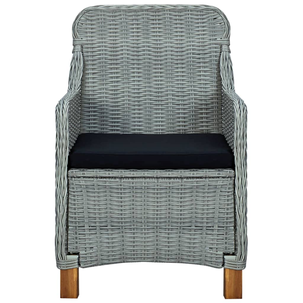 vidaXL Patio Chairs with Cushions 2 pcs Poly Rattan Light Gray-3