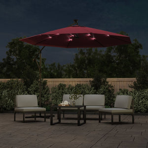 vidaXL Cantilever Umbrella Parasol with Solar LEDs Patio Umbrella Sunshade-99