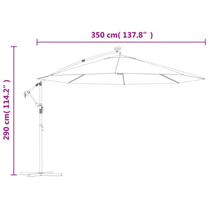 vidaXL Cantilever Umbrella Parasol with Solar LEDs Patio Umbrella Sunshade-5
