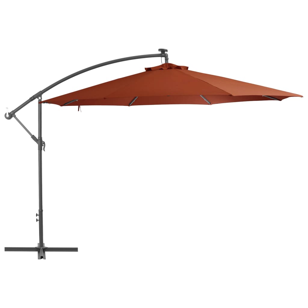 vidaXL Cantilever Umbrella Parasol with Solar LEDs Patio Umbrella Sunshade-90