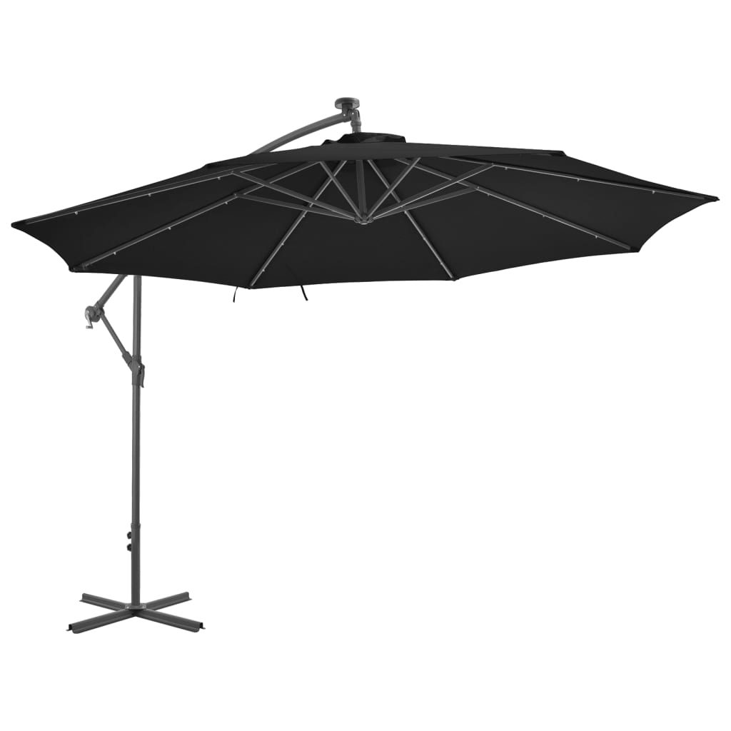 vidaXL Cantilever Umbrella Parasol with Solar LEDs Patio Umbrella Sunshade-95