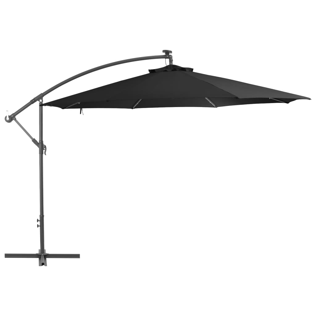 vidaXL Cantilever Umbrella Parasol with Solar LEDs Patio Umbrella Sunshade-7