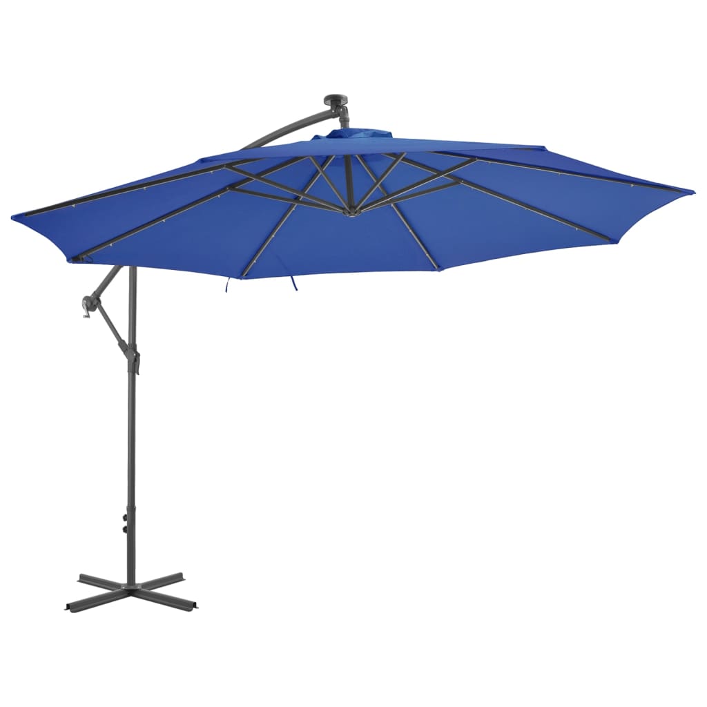 vidaXL Cantilever Umbrella Parasol with Solar LEDs Patio Umbrella Sunshade-55