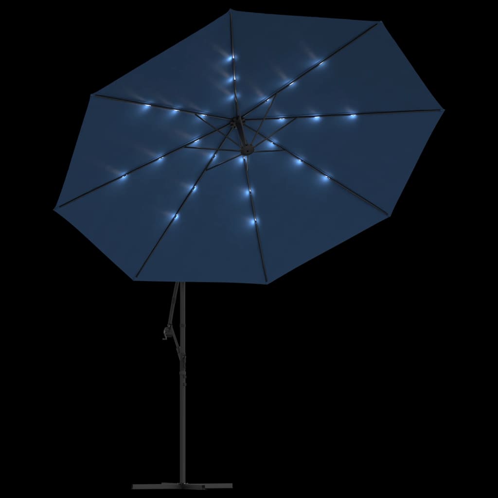 vidaXL Cantilever Umbrella Parasol with Solar LEDs Patio Umbrella Sunshade-9