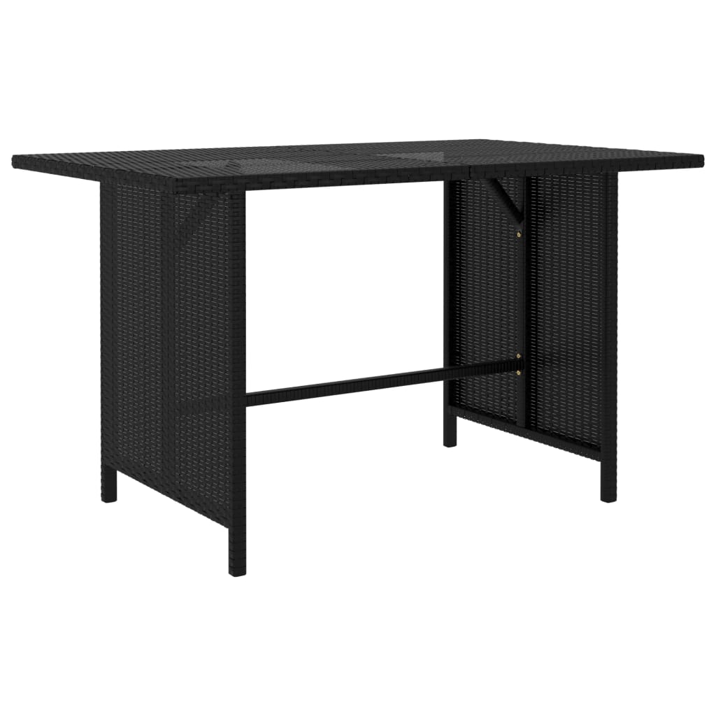 vidaXL Patio Dining Table Black 43.3"x27.6"x25. 6"Poly Rattan-0