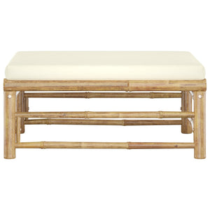 vidaXL Patio Footrest with Cream White Cushion Bamboo-2