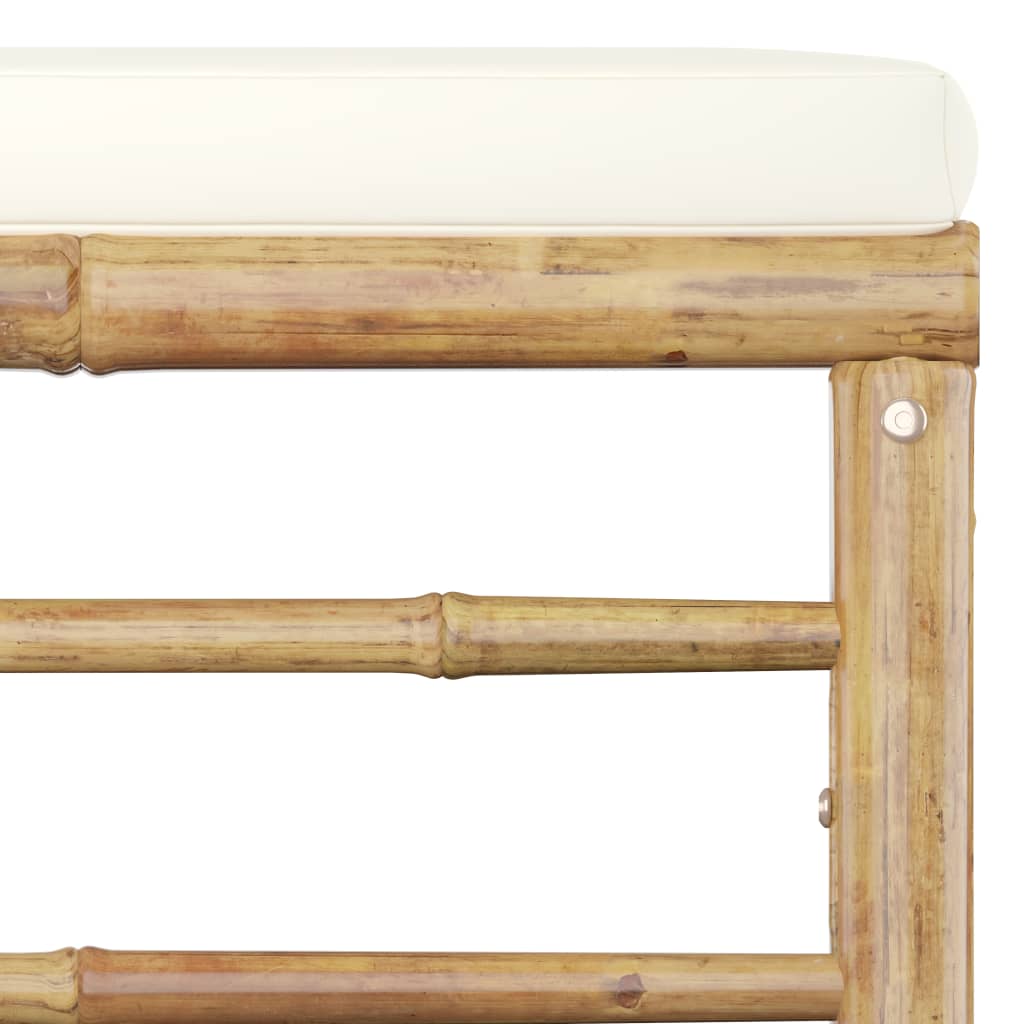 vidaXL Patio Footrest with Cream White Cushion Bamboo-3