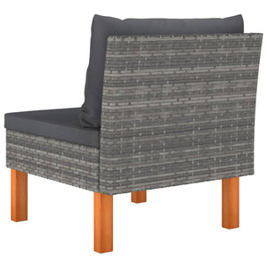 vidaXL Middle Sofa Poly Rattan and Solid Eucalyptus Wood-3