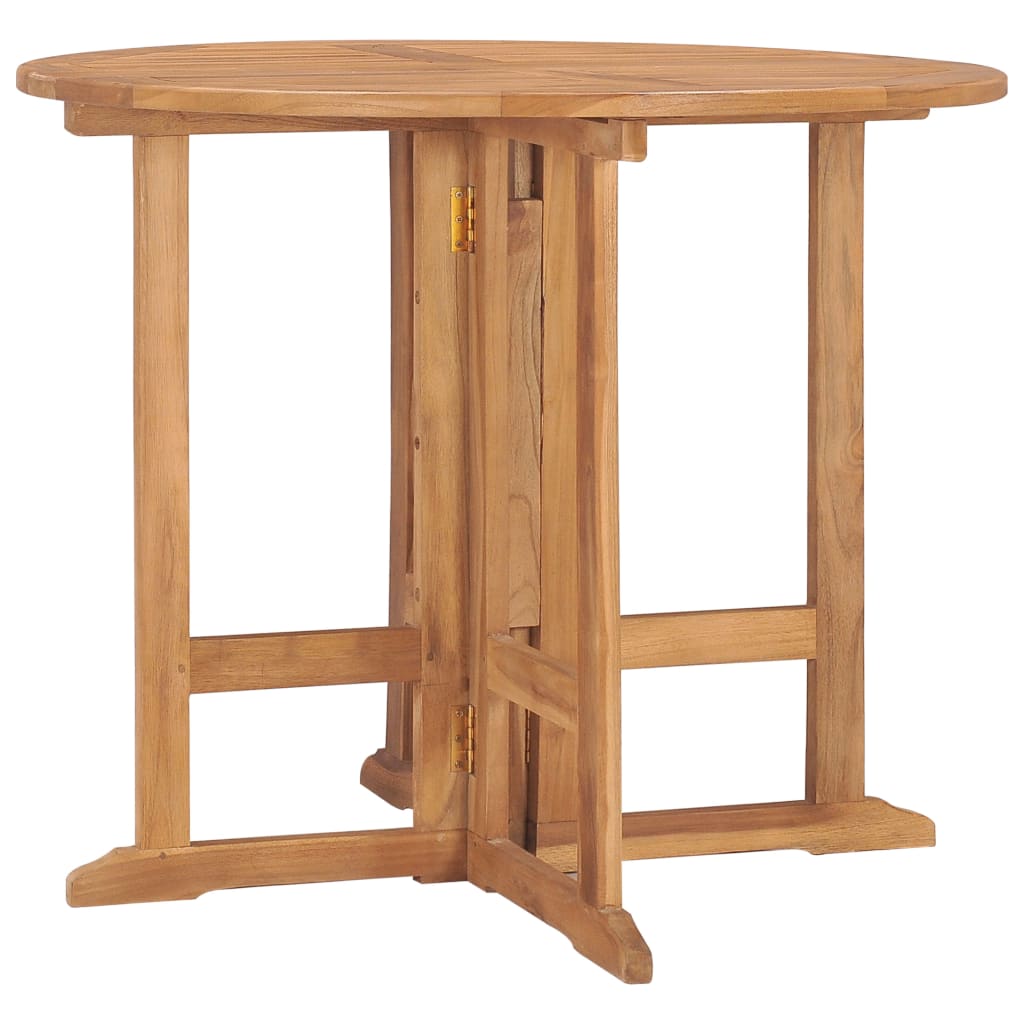 vidaXL Folding Patio Dining Table Ø35.4"x29.5" Solid Teak Wood-0