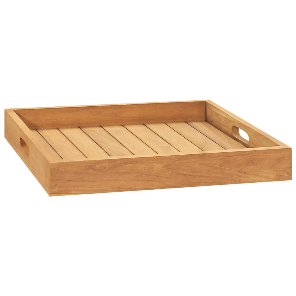 vidaXL Serving Tray Wooden Serving Plate with Raised Edges Solid Wood Teak-0