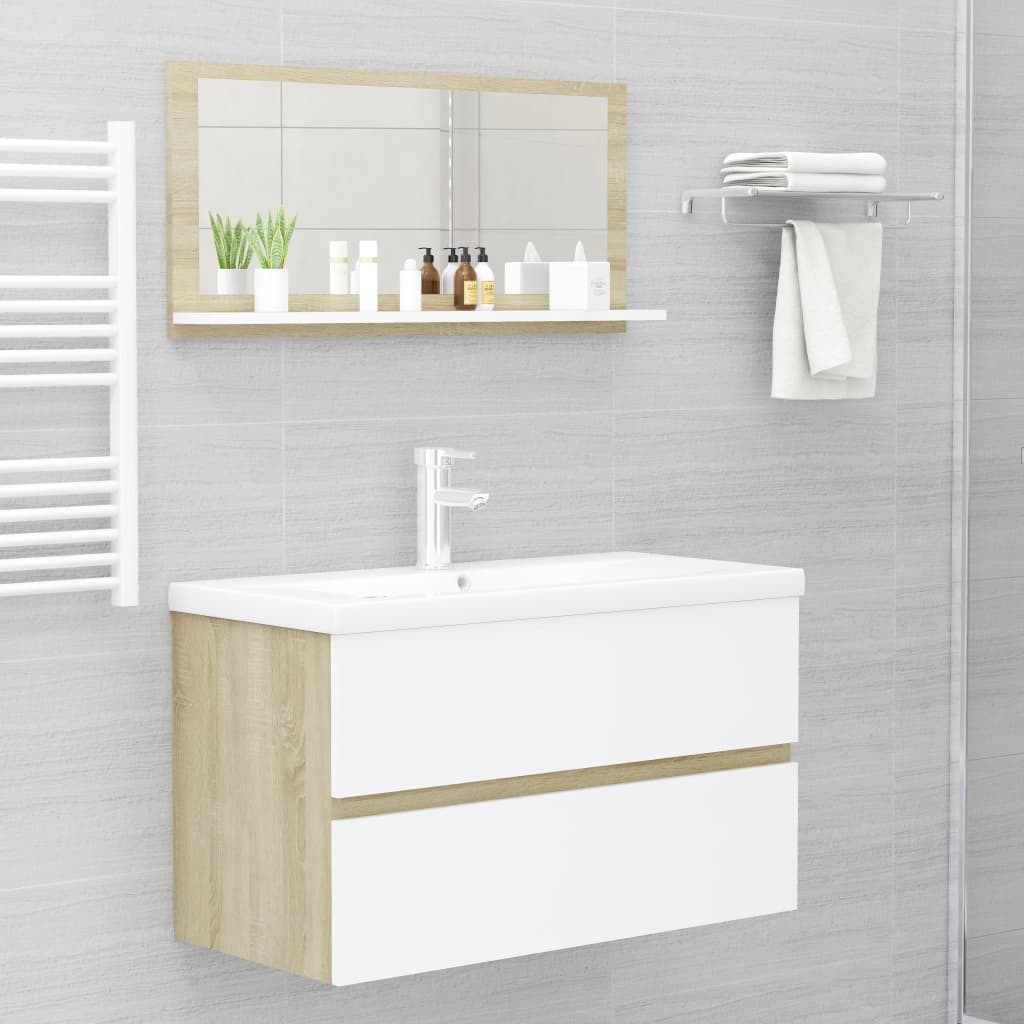 vidaXL Bathroom Mirror Framed Vanity Mirror for Powder Room Engineered Wood-46