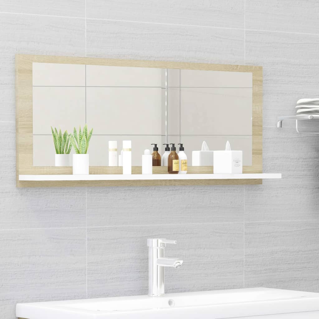 vidaXL Bathroom Mirror Framed Vanity Mirror for Powder Room Engineered Wood-60