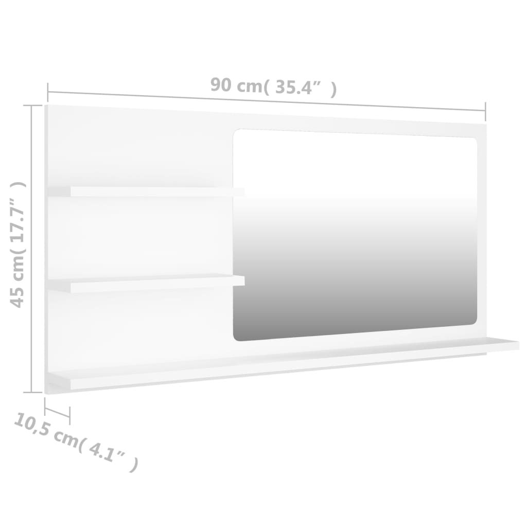 vidaXL Bathroom Mirror Vanity with Shelves for Powder Room Engineered Wood-2