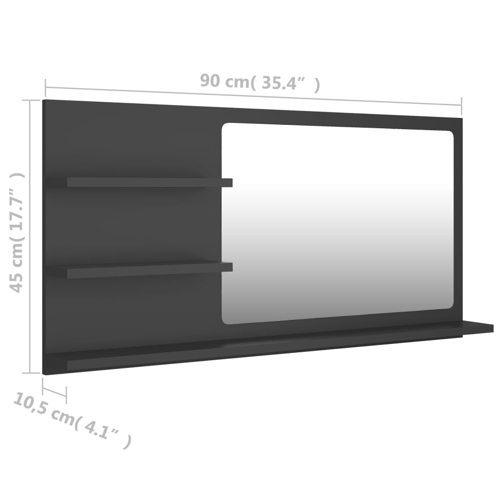 vidaXL Bathroom Mirror Vanity with Shelves for Powder Room Engineered Wood-25