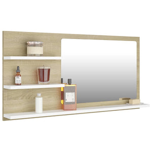 vidaXL Bathroom Mirror Vanity with Shelves for Powder Room Engineered Wood-8