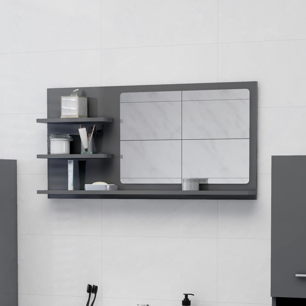 vidaXL Bathroom Mirror Vanity with Shelves for Powder Room Engineered Wood-42
