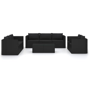 vidaXL 10 Piece Patio Lounge Set with Cushions Poly Rattan Black-3