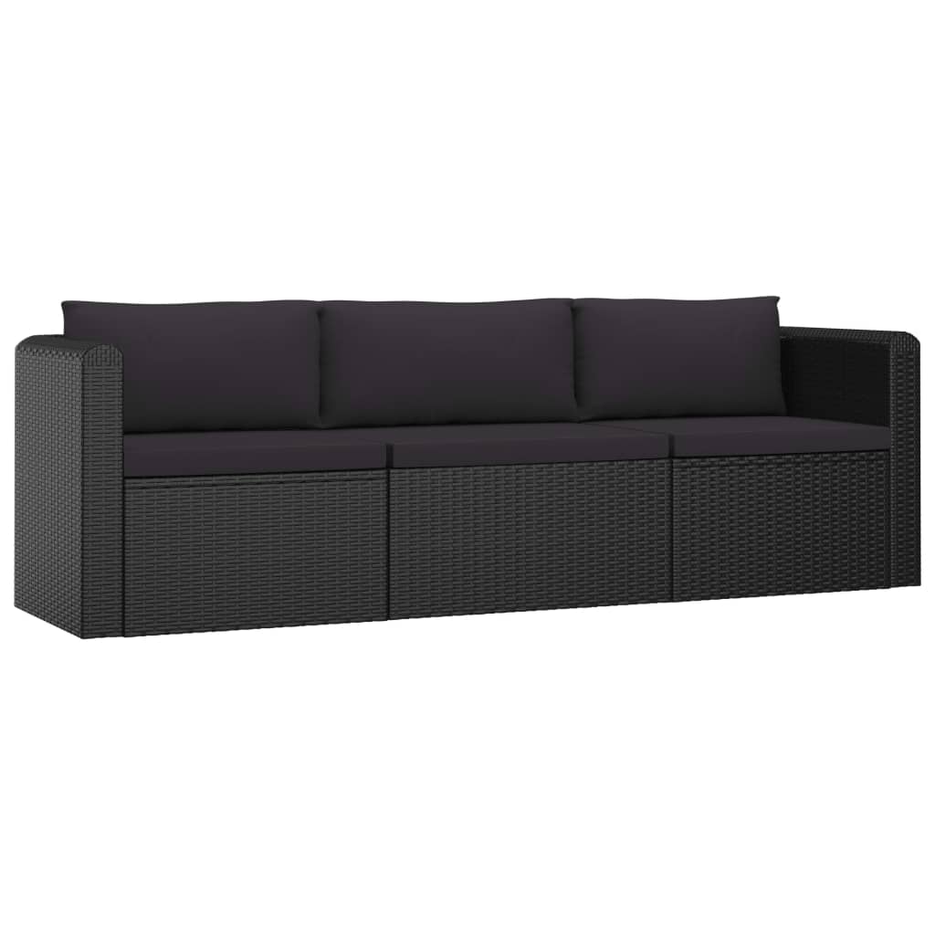 vidaXL 10 Piece Patio Lounge Set with Cushions Poly Rattan Black-6