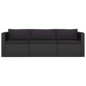 vidaXL 10 Piece Patio Lounge Set with Cushions Poly Rattan Black-7