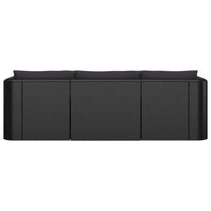 vidaXL 10 Piece Patio Lounge Set with Cushions Poly Rattan Black-8