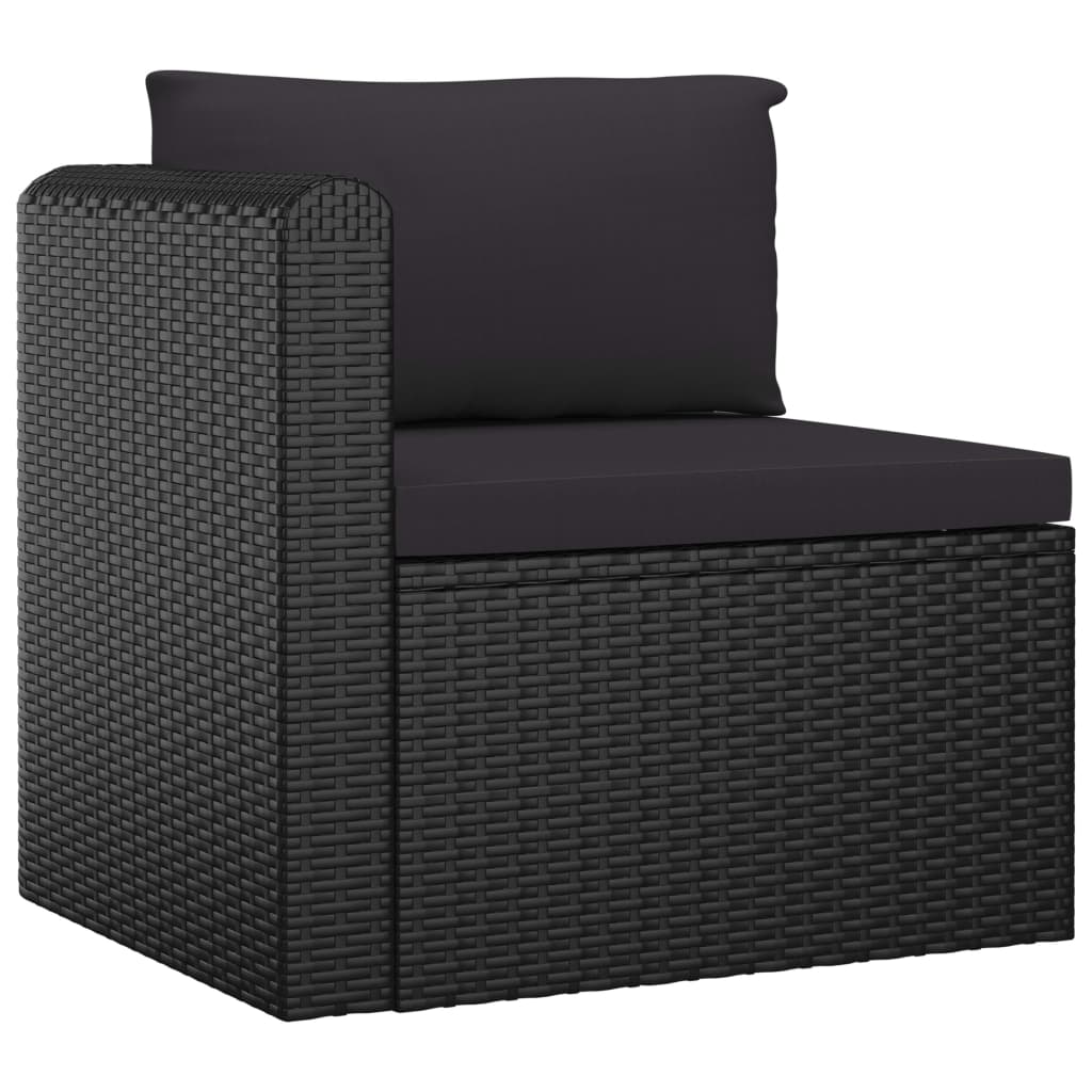 vidaXL 10 Piece Patio Lounge Set with Cushions Poly Rattan Black-9
