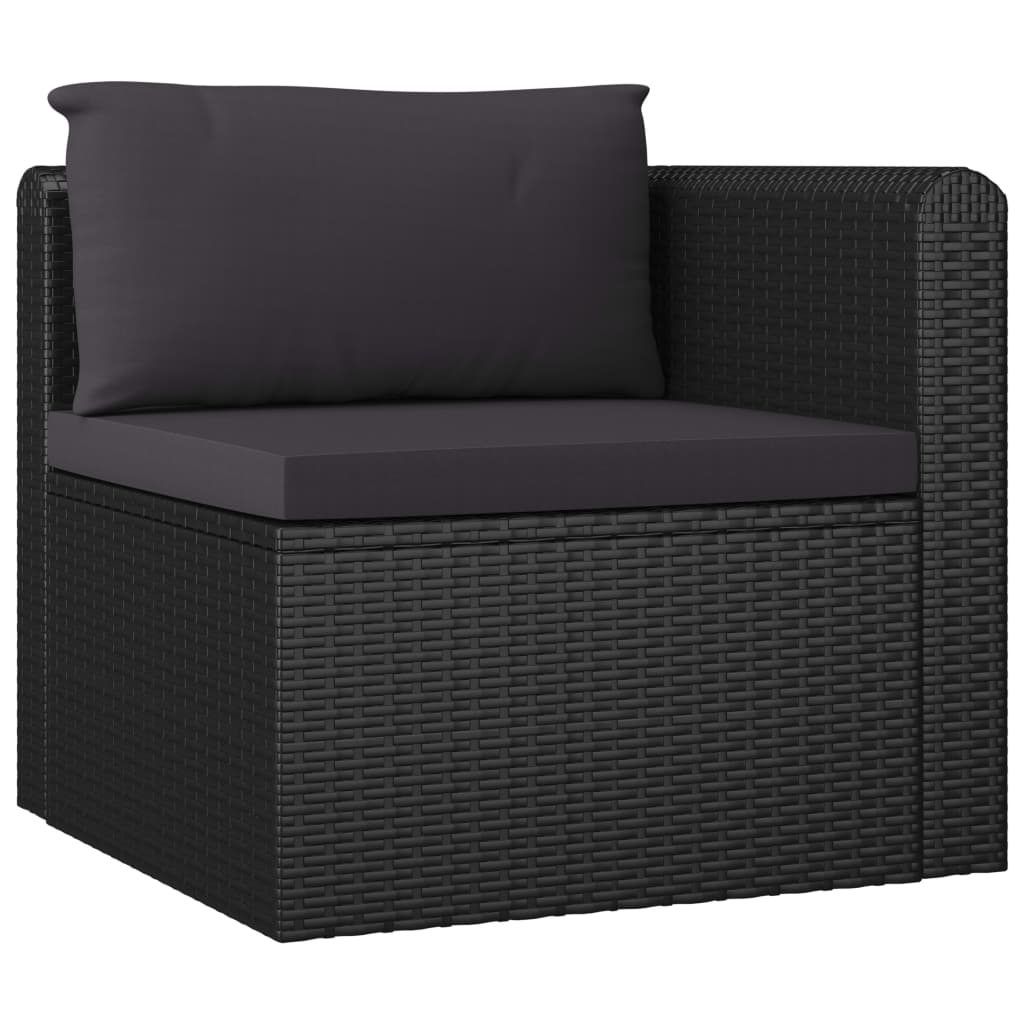 vidaXL 10 Piece Patio Lounge Set with Cushions Poly Rattan Black-10