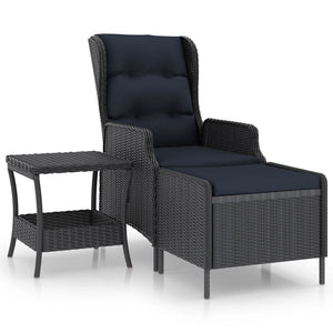 vidaXL Patio Furniture Set 2 Piece Outdoor Sofa Chair with Table Poly Rattan-0