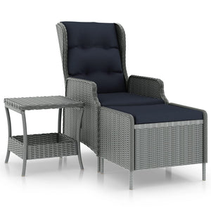 vidaXL Patio Furniture Set 2 Piece Outdoor Sofa Chair with Table Poly Rattan-15