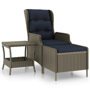 vidaXL Patio Furniture Set 2 Piece Outdoor Sofa Chair with Table Poly Rattan-2