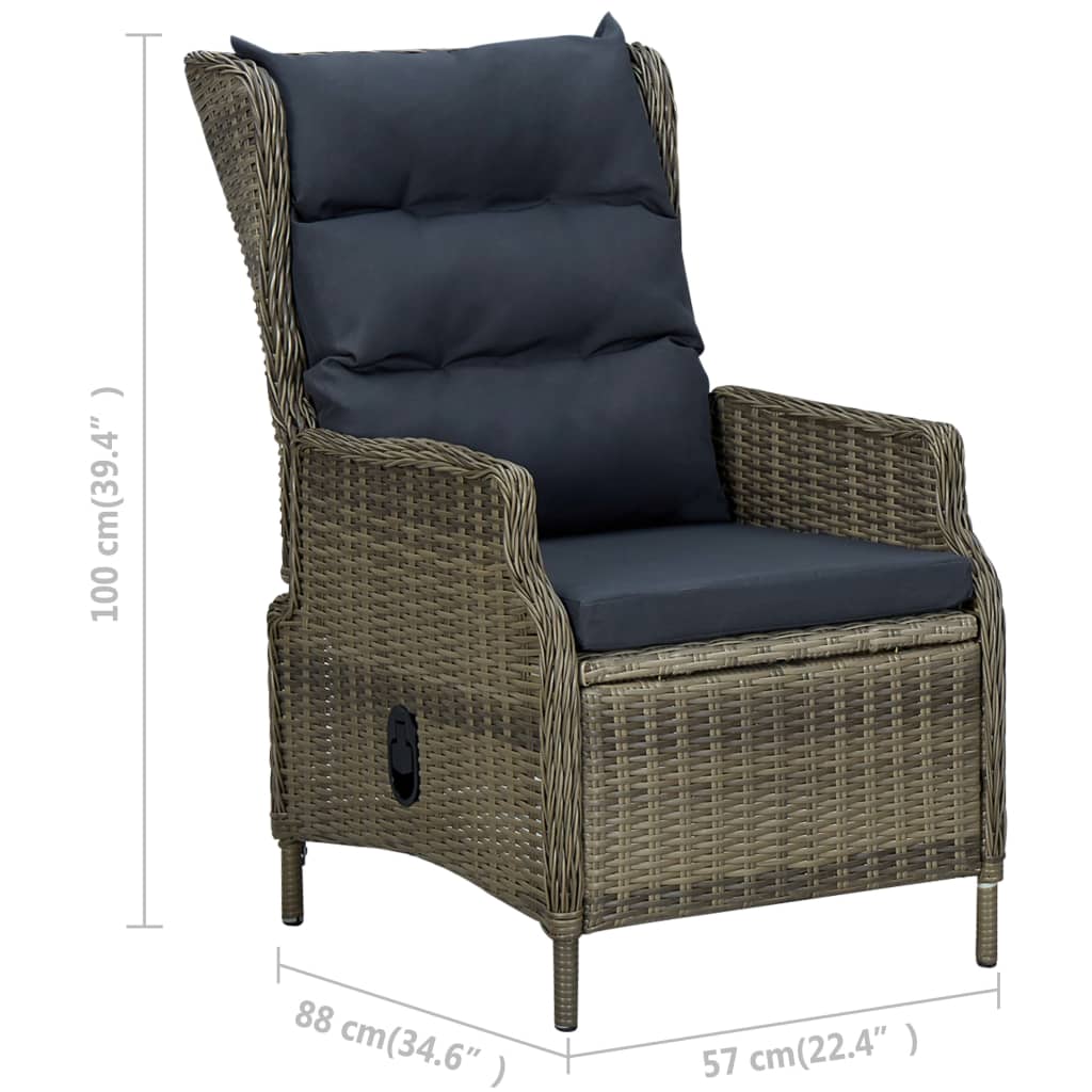 vidaXL Patio Furniture Set 2 Piece Outdoor Sofa Chair with Table Poly Rattan-13