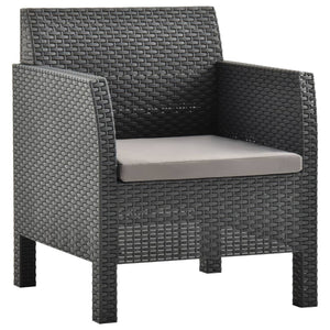 vidaXL Patio Chair with Cushion PP Rattan Anthracite-0