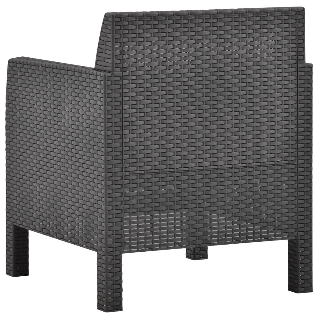 vidaXL Patio Chair with Cushion PP Rattan Anthracite-3