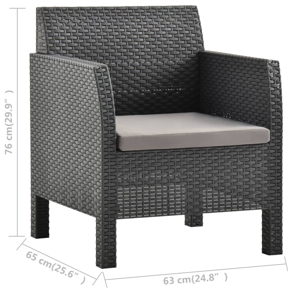 vidaXL Patio Chair with Cushion PP Rattan Anthracite-5