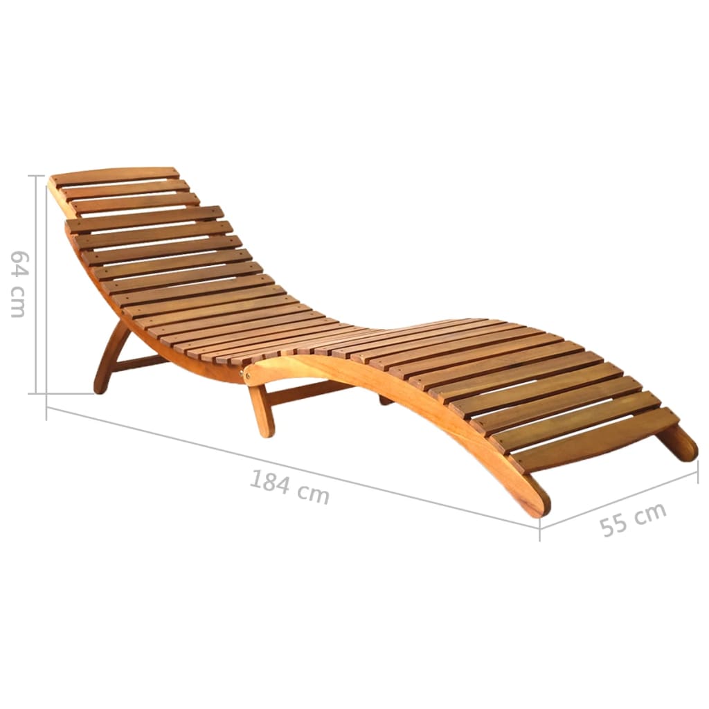 vidaXL Patio Sun Lounger with Cushion Solid Acacia Wood-0