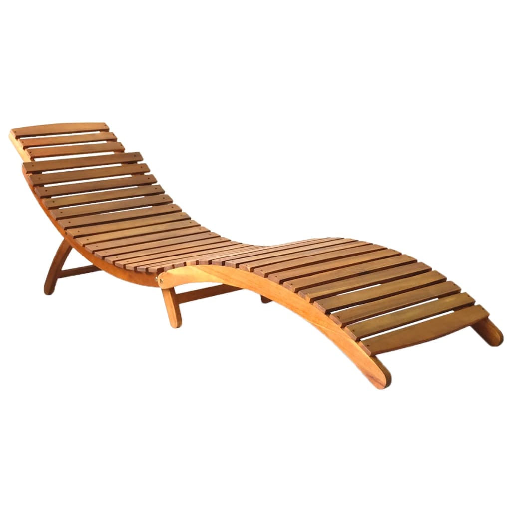 vidaXL Patio Sun Lounger with Cushion Solid Acacia Wood-0