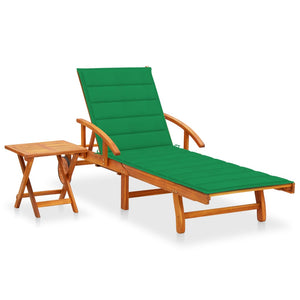 vidaXL Patio Sun Lounger with Table and Cushion Solid Acacia Wood-1