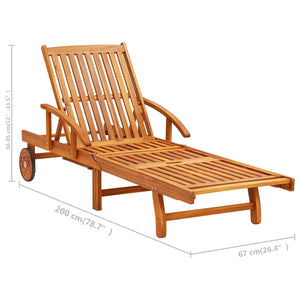 vidaXL Patio Sun Lounger with Table and Cushion Solid Acacia Wood-8