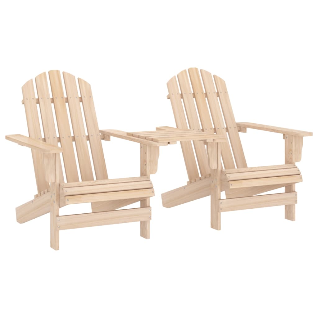 vidaXL Adirondack Chairs Patio Adirondack Chair with Tea Table Solid Wood Fir-14