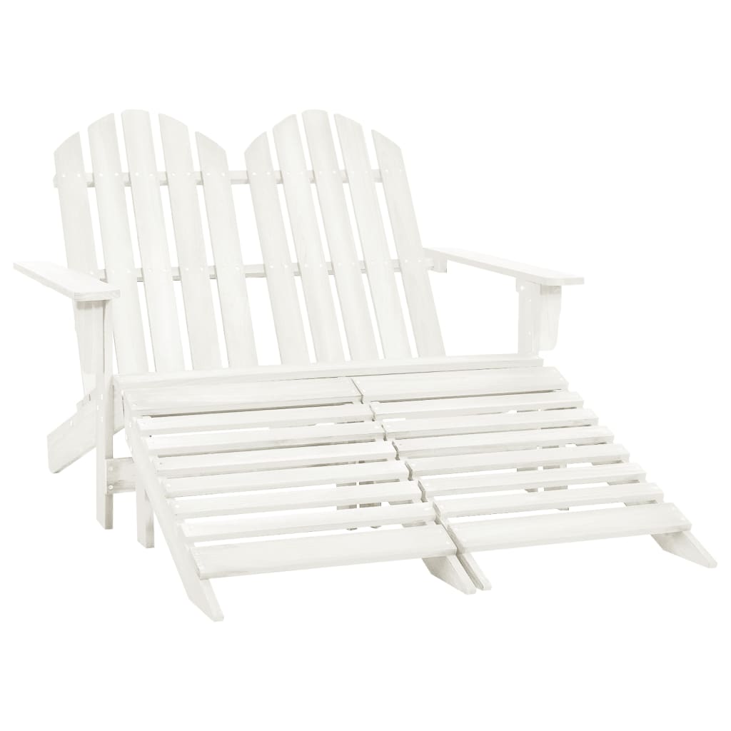 vidaXL 2-Seater Patio Adirondack Chair with Ottoman Furniture Solid Wood Fir-5
