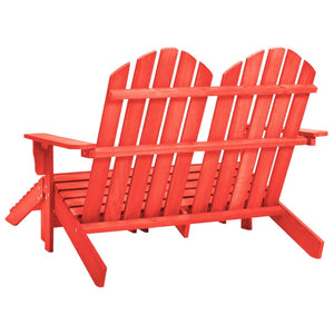 vidaXL 2-Seater Patio Adirondack Chair with Ottoman Furniture Solid Wood Fir-13